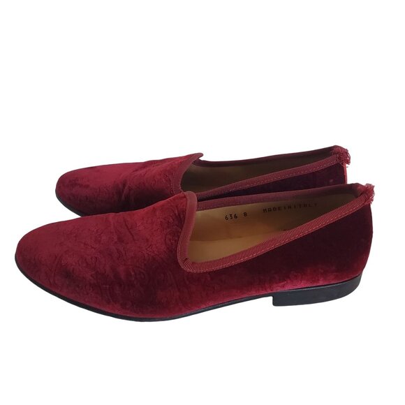 Del Toro Merlot Red Velvet Loafer Slippers Men\'s 8 main image 11